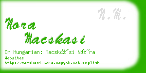 nora macskasi business card